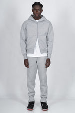 full zip balaclava hoodie, grey melange