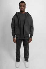 full zip balaclava hoodie, slate grey