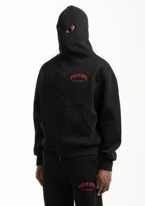 LIMITED full zip logo balaclava hoodie, black