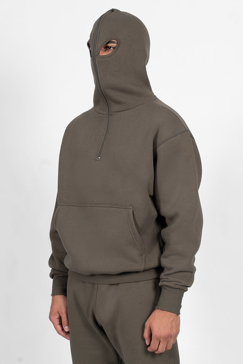 balaclava hoodie, olive