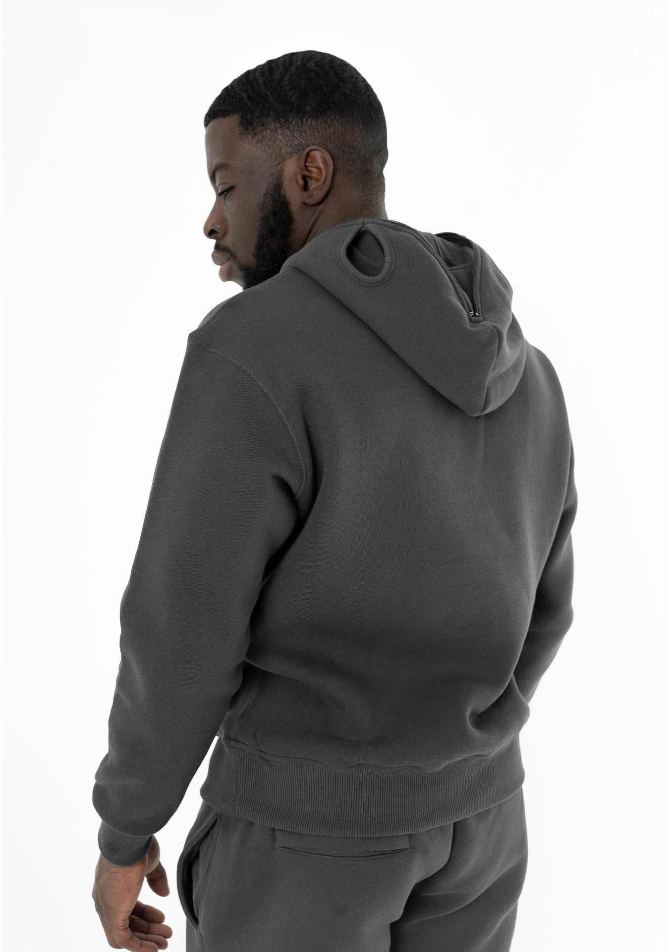 LOGO balaclava hoodie, slate grey
