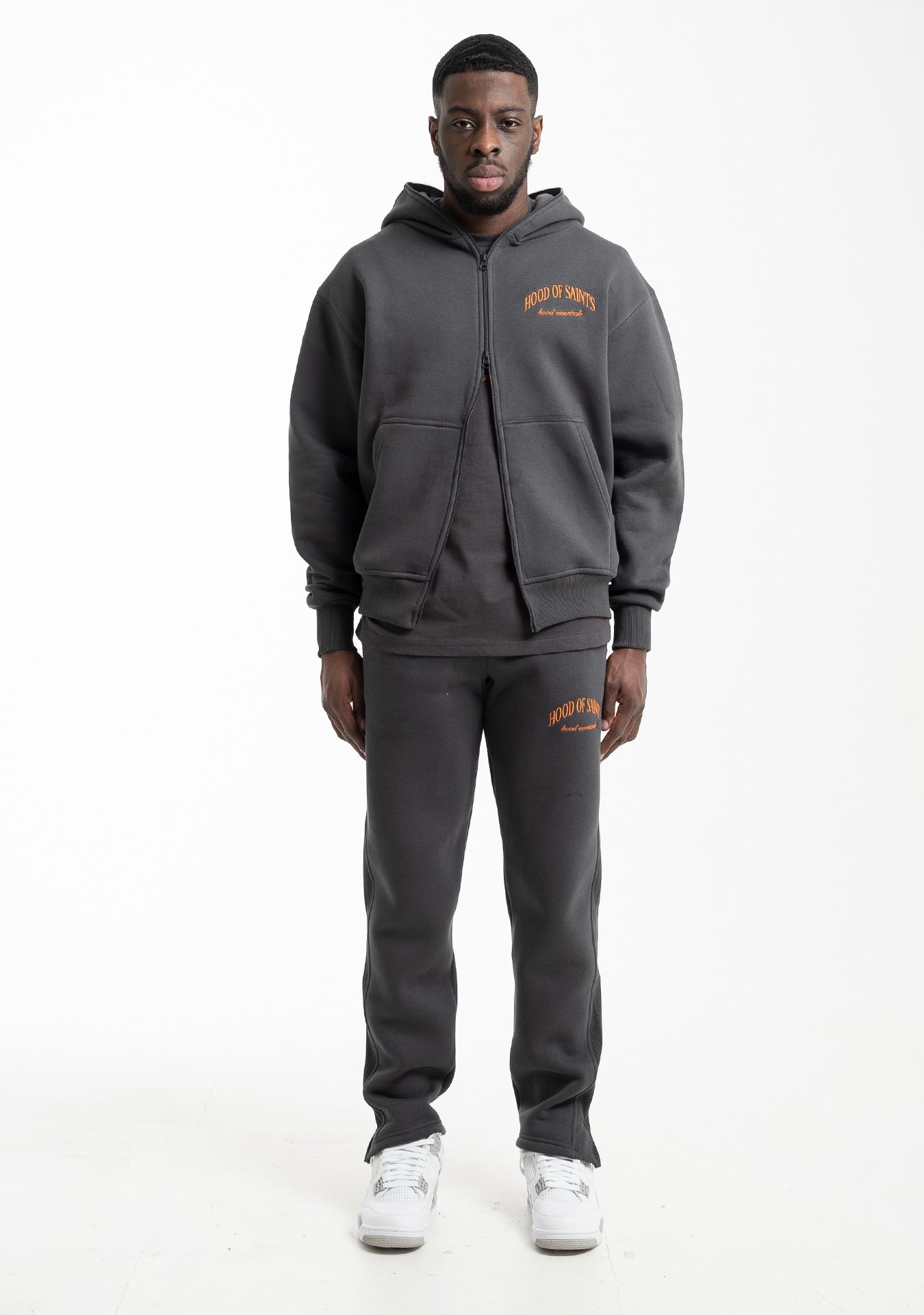 LIMITED full zip logo balaclava hoodie, slate grey
